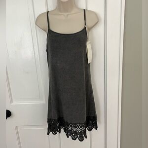 Mollo Rello Boho Handcrafted charcoal sheath dress size Large Crochet Summer